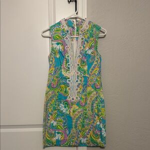 Lilly Pulitzer Blue and Green Paisley Mini Dress